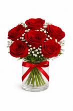 6 Red Roses Vase